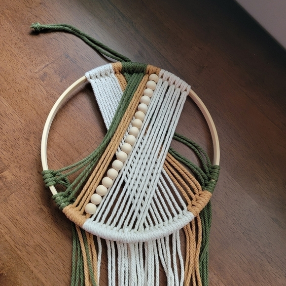 Beaded Macrame Boho Fringe Tassel Wall Art Hanging Decor - Picture 10 of 13